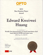 Best student paper,  given to Edward Kwei-wei Huang (Student), Dr. Manijeh Razeghi (Faculty Supervisor)
